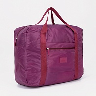 Сумка дорожная, складная в косметичку на молнии, наружный карман, держатель для чемодана, цвет бордо