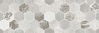 Керамическая плитка 1664-0197 Декор Гексацемент 20*60 светло-серый