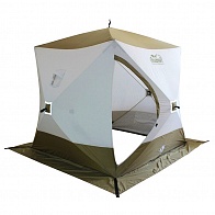 Палатка зимняя куб Следопыт "Premium" 1,8*1,8м, 3-х местная, 3 слоя цв белый/олива