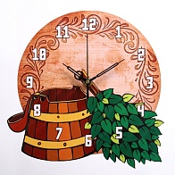 Часы настенные 24 х 24.5см Ведро и веник (Баня)