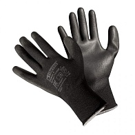 Перчатки полиэстеровые с полиуретановым покрытием в и/у черные "L" (FIBERON) /PSV036P/