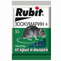 Средство от крыс и мышей 30гр (Rubit) /Зоокумарин гранулы/