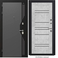 Дверь металлическая Dorston VERSO Букле серый/СБ-30 Бетон снежный, ОК (960*2050) левая