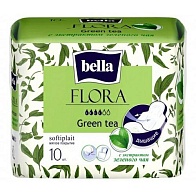 Прокладки Белла Flora софт зеленый чай 10шт