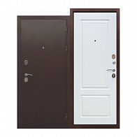 Дверь П8 860х2050прав, 3контура, сталь1,5мм, МДФ10мм Листв.беж, 2 замка, глазок, антик медь.