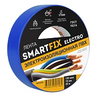Изолента ПВХ 19мм х 20м (SmartFix ELECTRO) /150мкм профессиональная синяя/