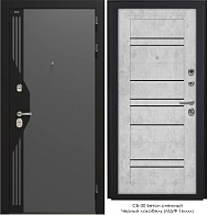 Дверь металлическая Dorston VERSO Букле серый/СБ-30 Бетон снежный, ОК (960*2050) правая