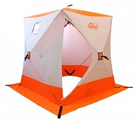 Палатка зимняя куб Следопыт "1,8*1,8м, 3-х местная, Oxford 210D PU 1000 цв бело-оранж