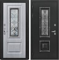 Дверь металлическая KOVA Букле черный /Ф-28 Сосна белая, ЗК (860*2050) левая