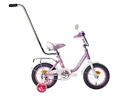 Велосипед BLACK AQUA Princess 12" 1s с ручкой (со светящ.колесами) розово-белый