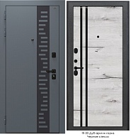 Дверь металлическая Dorston STARK Букле cерый Stark/Ф-30 Муар черный/Дуб Арктик ОК (960*2050) левая