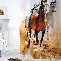 Шторы д/ванн Tropikhome DIGITAL PRINTED Horses 180х200см