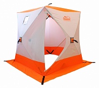 Палатка зимняя куб Следопыт "1,5*1,5м, 2-х местная, Oxford 210D PU 1000 цв бело-оранж.