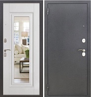 Дверь металлическая Тайгер ВИВА Зеркало антик серебро/белое дерево 960*2050 левая