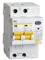 Выключатель дифференциальный тока двухполюсный (IEK) /АД12М 16А 30мА арт. MAD12-2-016-C-030/