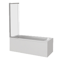 Штора для ванны SCREEN SLR-80-C-CH (пристенный профиль с подъем.петлей+слайдер на ролик, стекло)