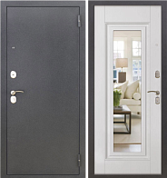Дверь металлическая Тайгер ВИВА Зеркало антик серебро/белое дерево 960*2050 правая