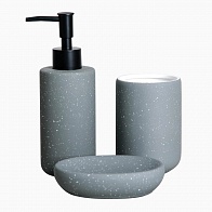 Набор для ванной 2 предмета (Бархатный гранит) /дозатор для мыла, стакан, цвет серый/