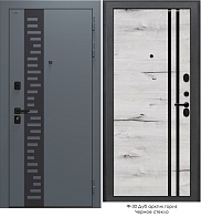 Дверь металлическая Dorston STARK Букле cерый Stark/Ф-30 Муар черный/Дуб Арктик ОК (860*2050) правая