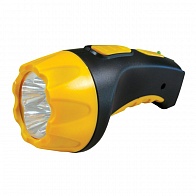 Фонарь Ultraflash LED3804(акк.4V 0.5Ah) 4 светод.(15lm), ручной, черный+желтый/пласт, вилка 220V